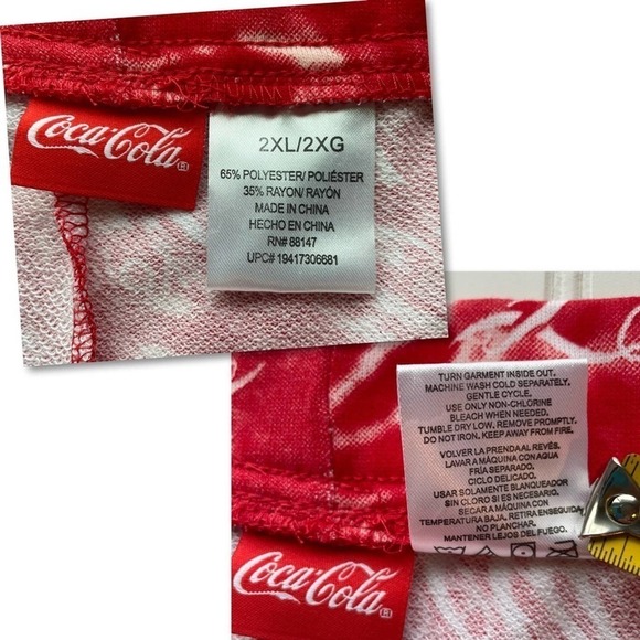Coca Cola Novelty Tie Dye Boy Shorts Red White 2XL French Terry Pull On Bootie - Picture 3 of 6